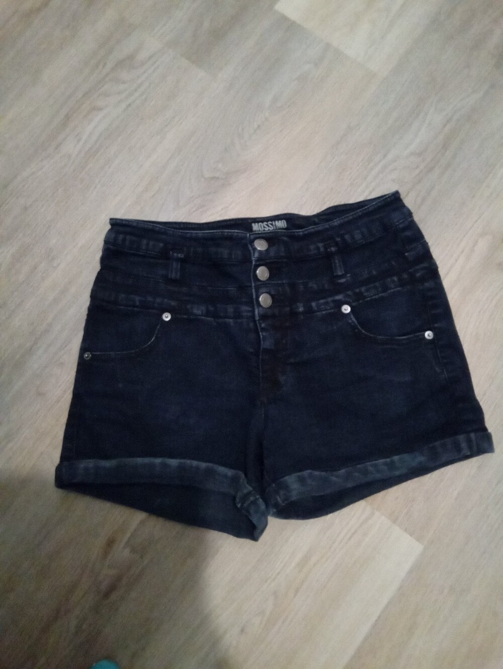Mossimo Supply Co. Size 12 Dark Blue Denim High-Rise Button-Front Jean Shorts